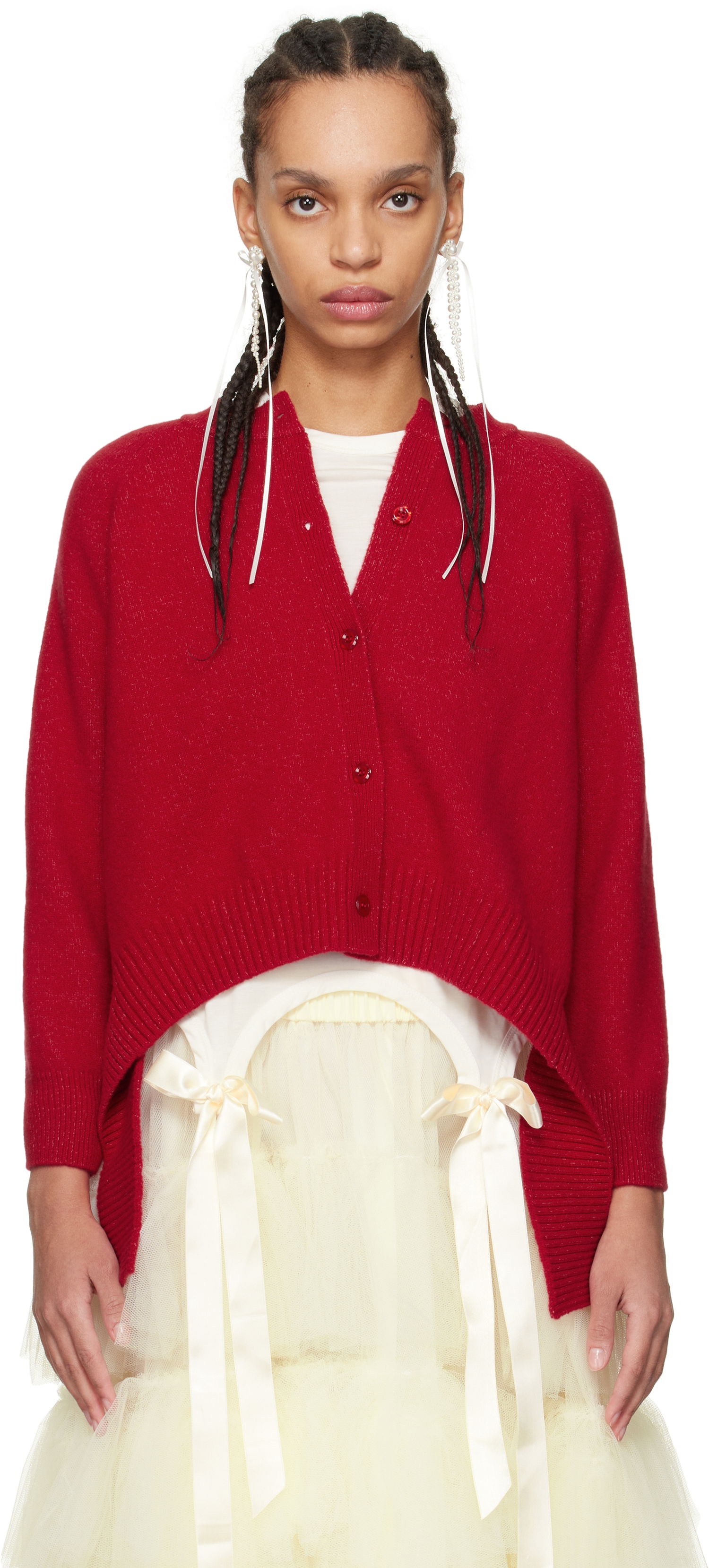 Cветр Simone Rocha Simone Rocha Open Back Cardigan Червоний | LMK7 0660, 0