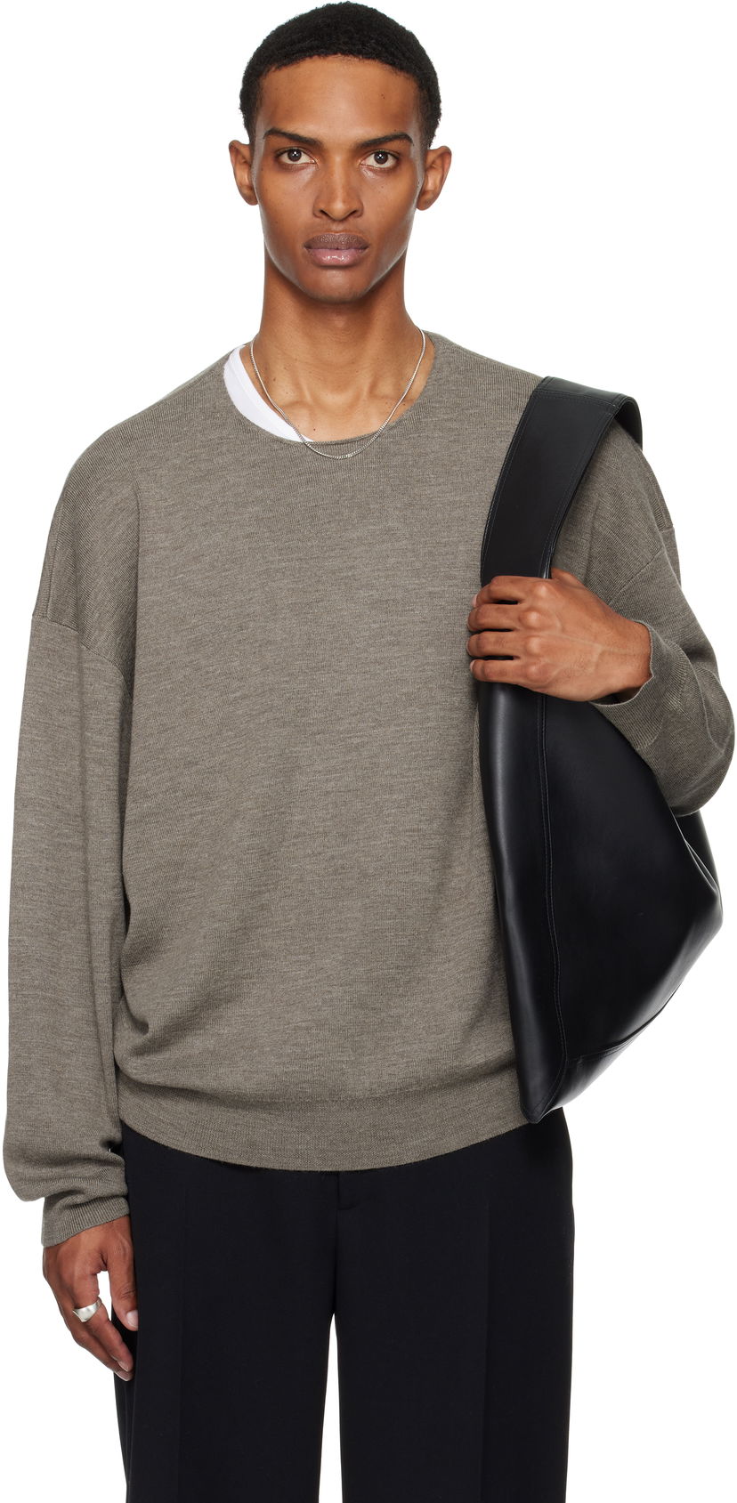 Cветр Fear of God Fear of God ESSENTIALS Merino Long Sleeve Crewneck Sweater Сірий | 192SP256493F