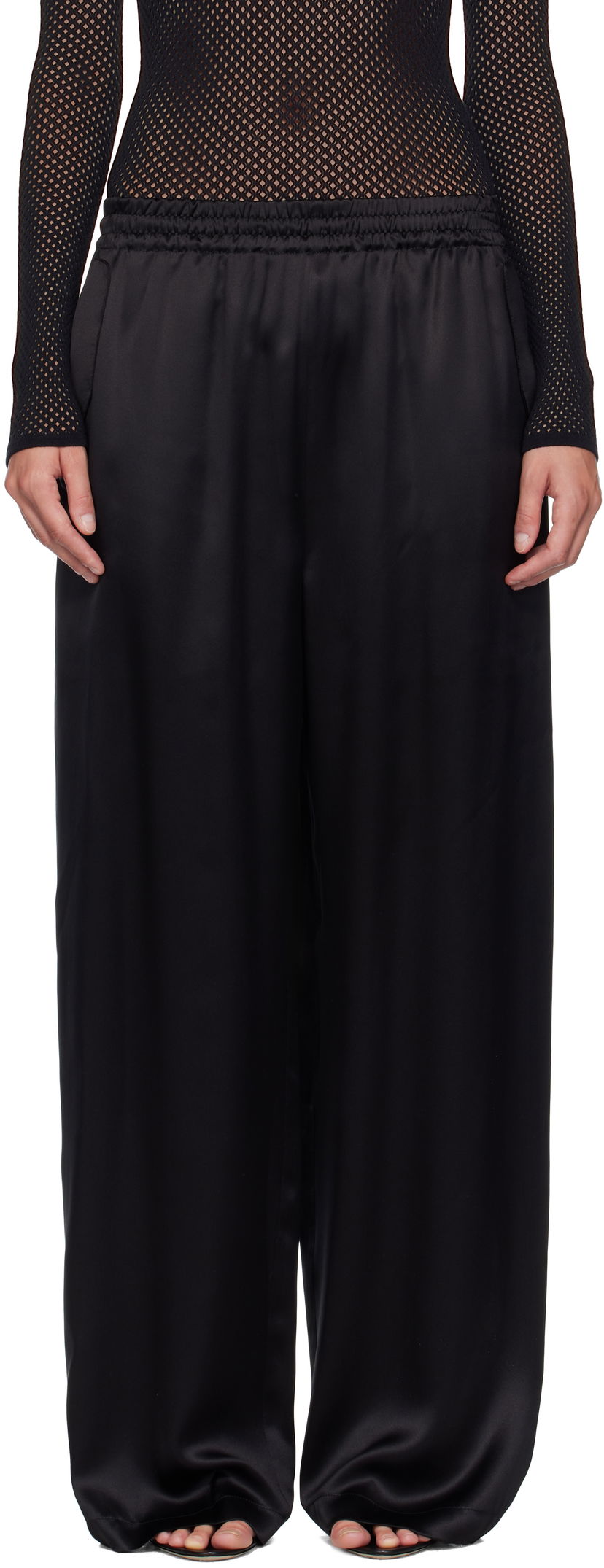 Штани WARDROBE.NYC WARDROBE.NYC Satin Pajama Trousers чорний | W2242F25SE