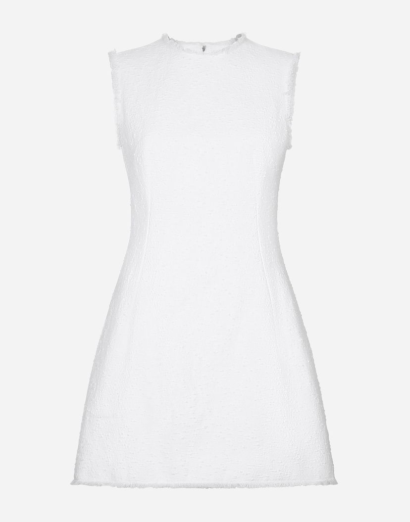 плаття Dolce & Gabbana Short Cotton Tweed Dress білий | F6JKDTHUMT9W0800