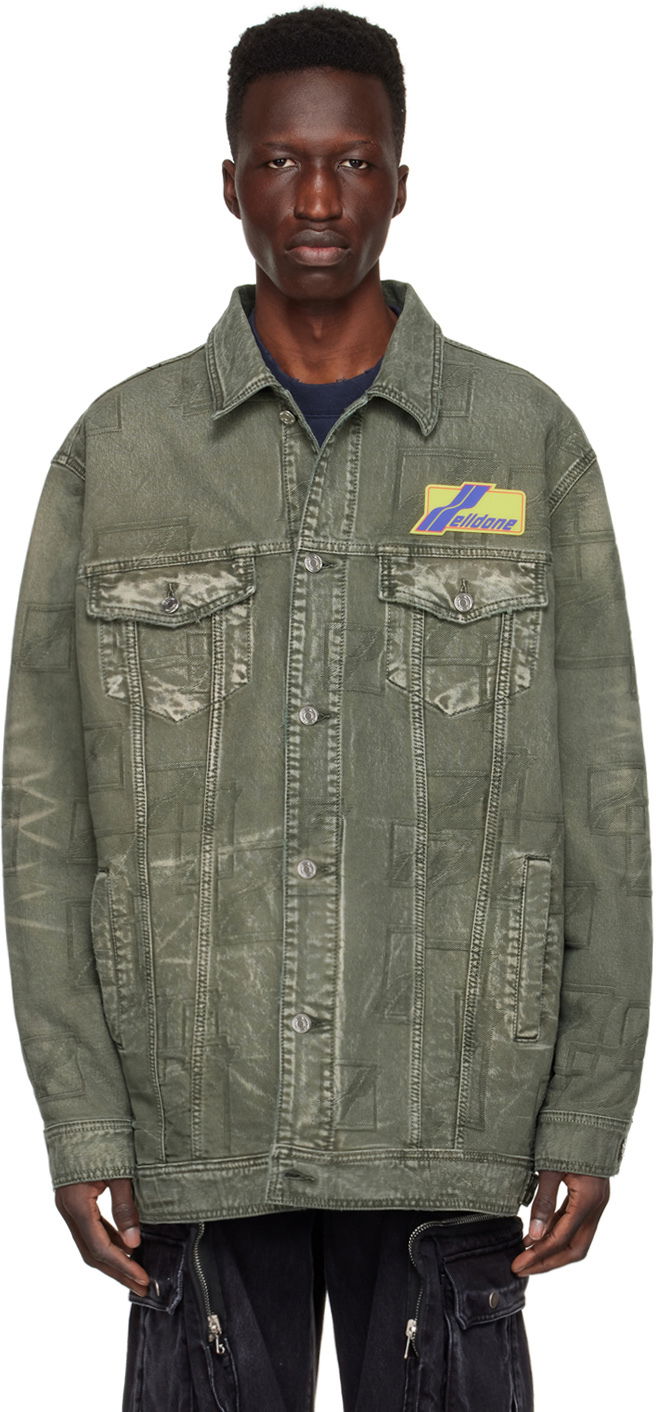 Куртка We11done We11done Jacquard Logo Denim Jacket Зелений | WD-DJ1-22-366-U-KK
