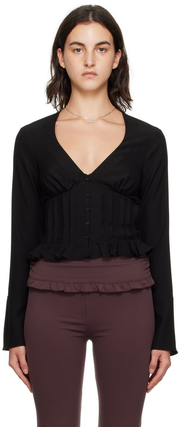 Сорочка GUIZIO Guizio Cheri Ruffle Blouse чорний | F23108W016