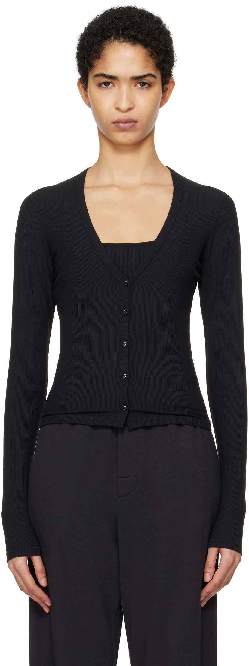 Cветр SKIMS Lounge Knit Cardigan чорний | LS-LST-6742W
