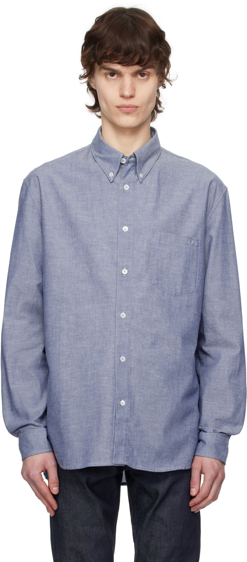 Сорочка A.P.C. A.P.C. Edouard Embroidered Shirt Синій | COHDV-H12509