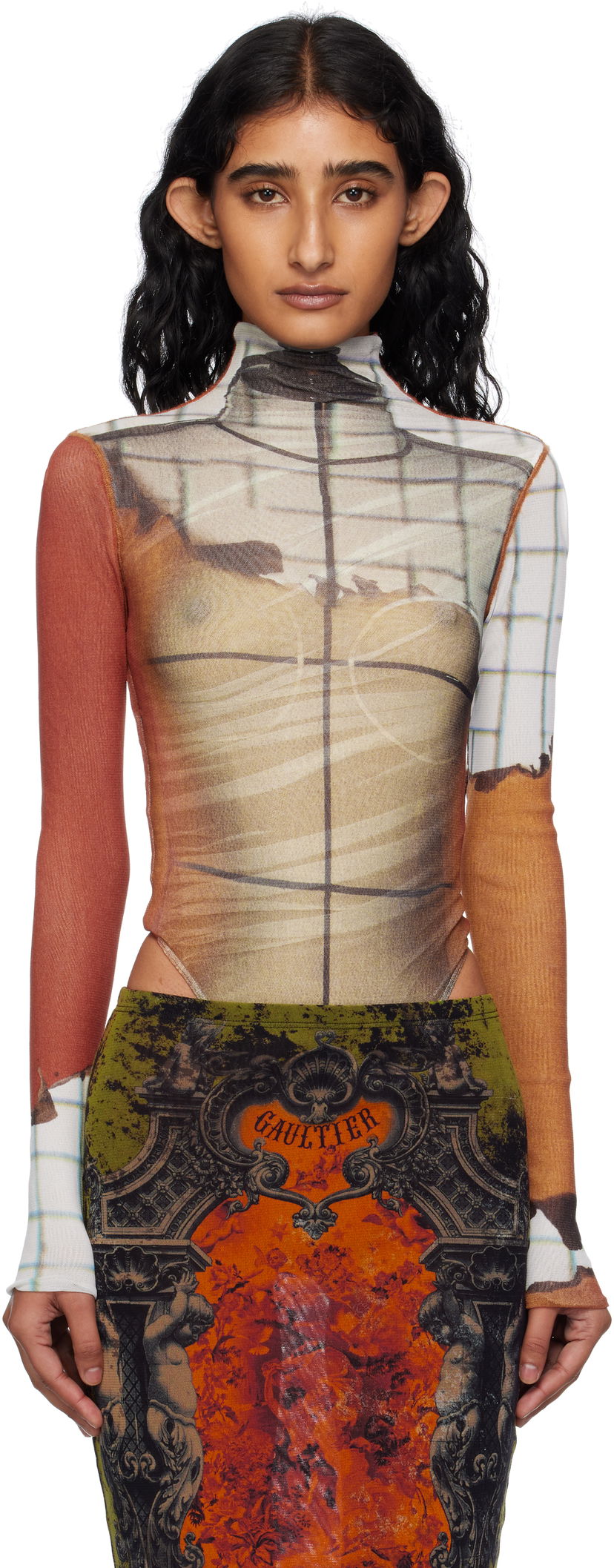 Боді Jean Paul Gaultier Jean Paul Gaultier Twisted Printed Fire Bodysuit Різнокольоровий | 25/03-W-TO308-M003P-150100