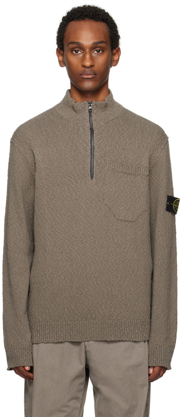Cветр Stone Island Half-Zip Sweater Коричневий | 8015563B1
