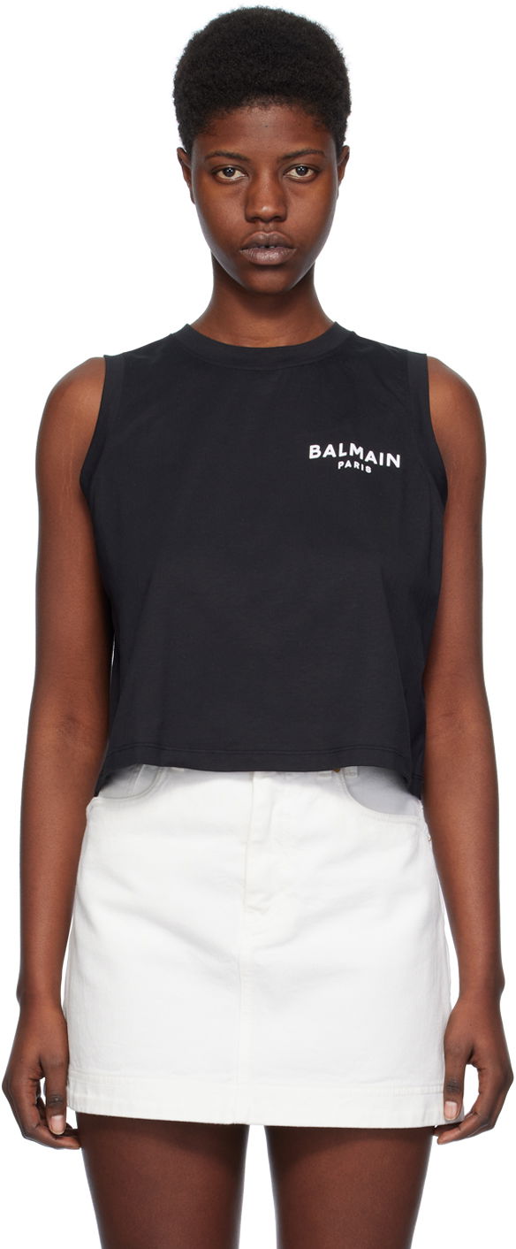 Безрукавка Balmain Flocked Tank Top чорний | CF1EA025BB01