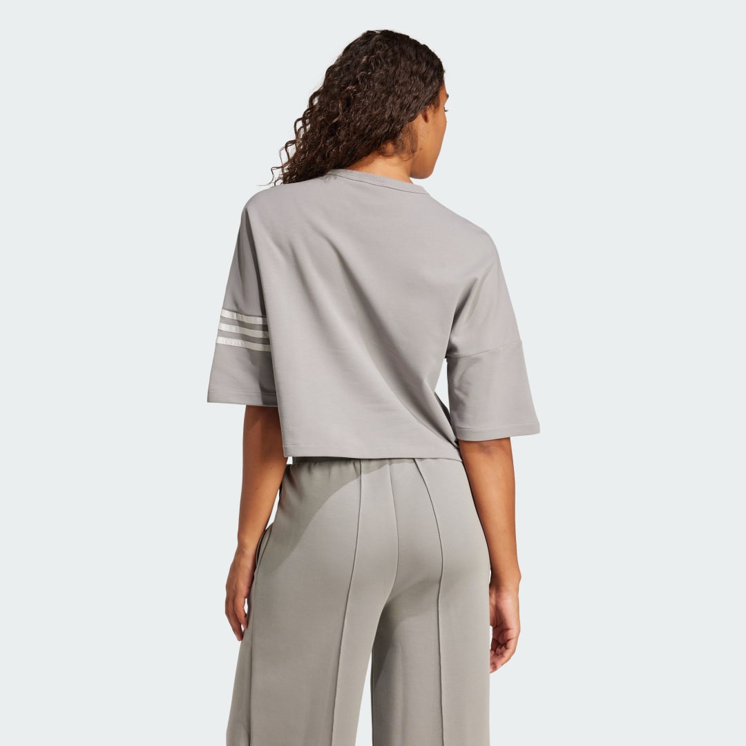 Кроп-топи adidas Performance Neuclassics Cropped Three Stripe Sweatshirt Сірий | JI8509, 1