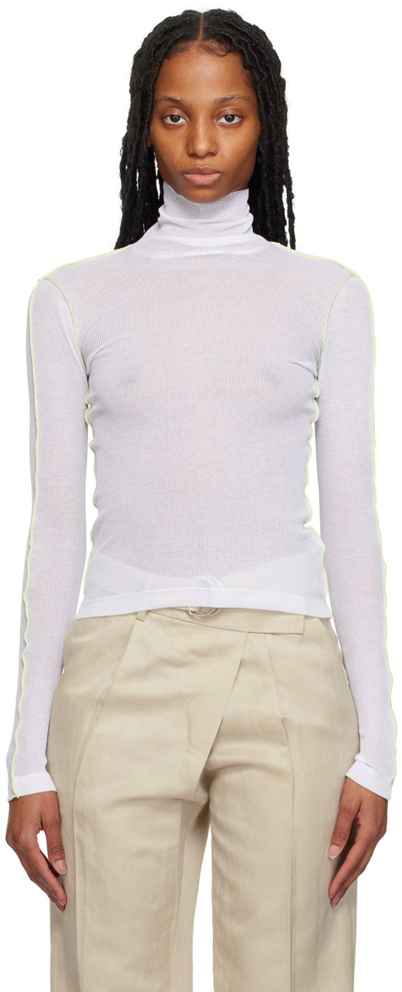 Cветр Helmut Lang Helmut Lang Sheer Turtleneck Top білий | N01HW509