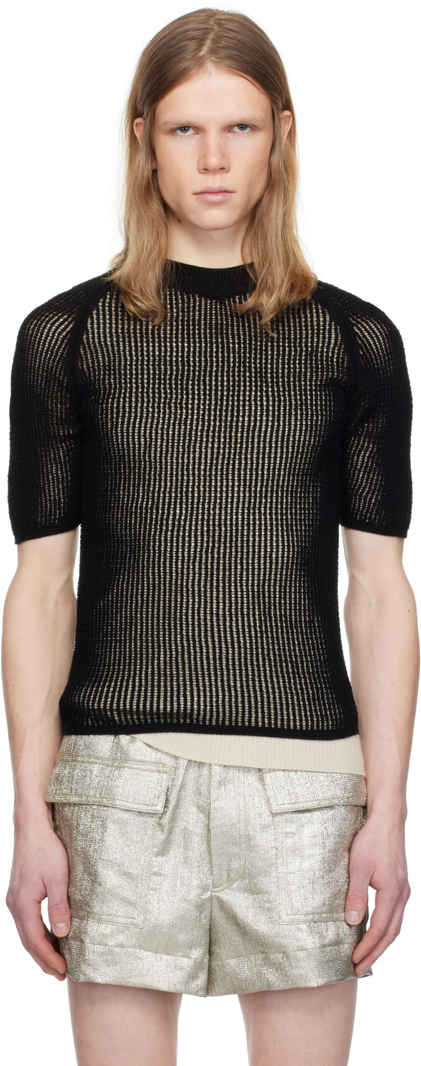 Cветр Dries Van Noten Dries Van Noten Open-Knit T-Shirt чорний | 251-021210-1709
