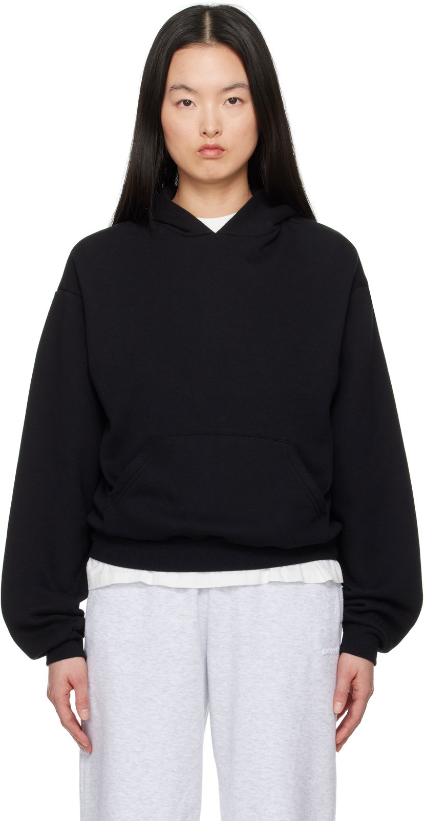 Світшоти SKIMS SKIMS Fleece Classic Hoodie чорний | PL-PLO-8365W