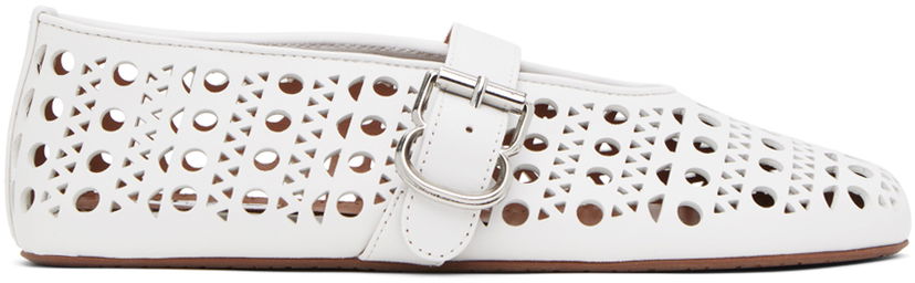 Догляд за взуттям Alaïa ALAÏA Vienne Laser Cut Ballerina Flats білий | AA3A029CK216