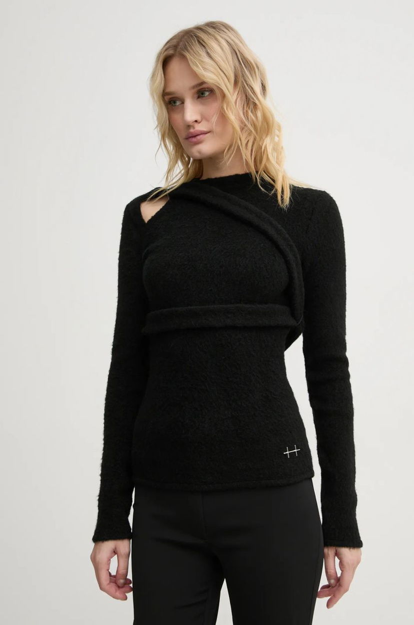 Cветр HELIOT EMIL Cutout Detail Wool Blend Sweater чорний | AW24.W.07.065.BLK01