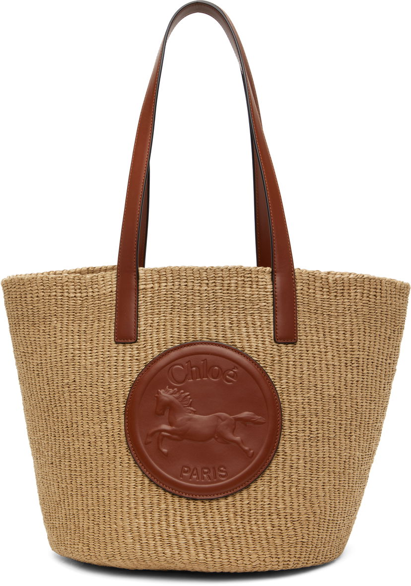 сумка-тоут CHLOÉ Chloe Horse Medal Basket Tote бежевий | CHC25SS591O82