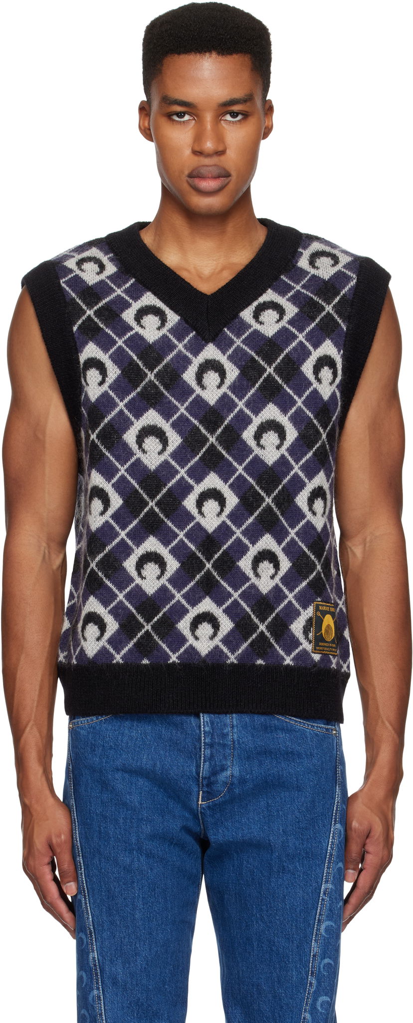 Cветр Marine Serre Argyle Knit Vest чорний | MTK020A CKNI0522
