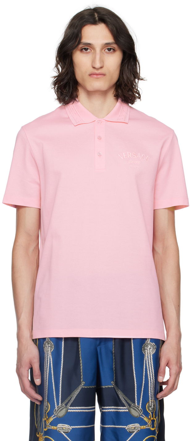 Сорочка поло Versace Pink Milano Stamp Polo Рожевий | 1013906_1A10623