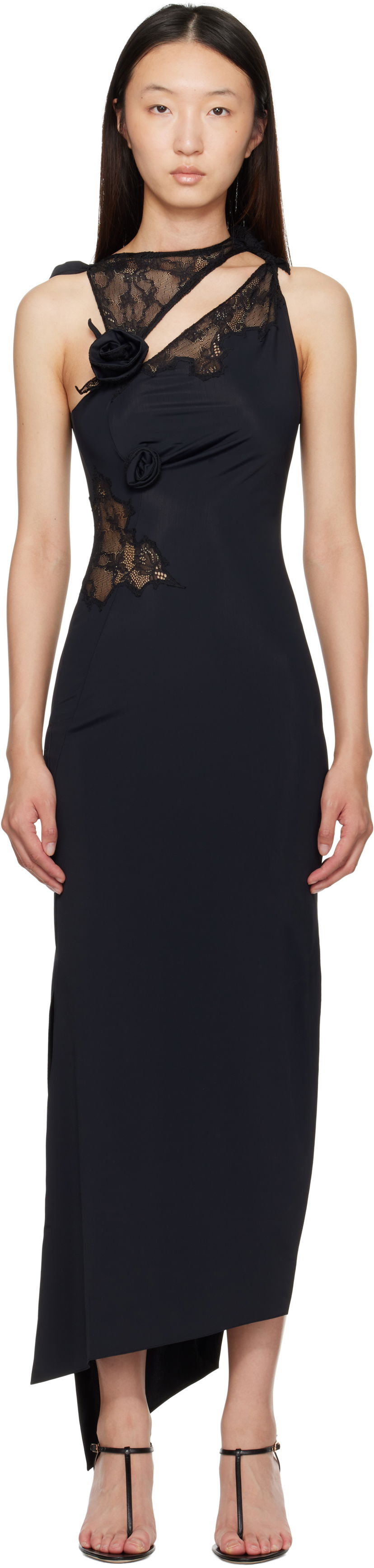 плаття Coperni Coperni Lace Flower Midi Dress чорний | COPR217F5021
