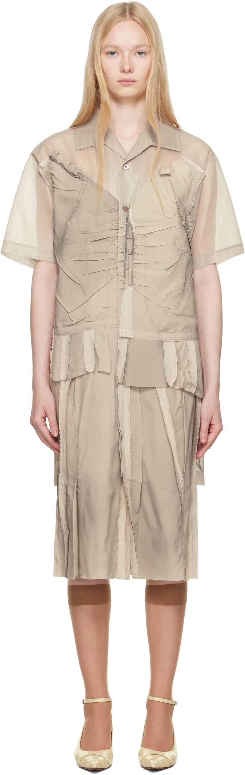 Сорочка Maison Margiela Maison Margiela Paneled Midi Dress бежевий | S51DD0033 MTJ020