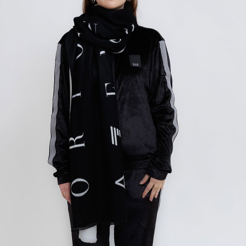 Шарф Emporio Armani EA7 Emporio Armani Wide Logo Scarf чорний | 7W000022-AF10450