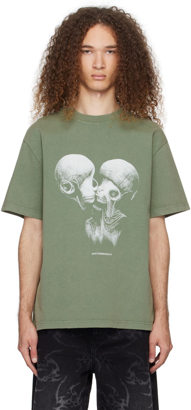 Футболка Han Kjøbenhavn Han Kjobenhavn Aliens Kissing T-Shirt Зелений | M-133228