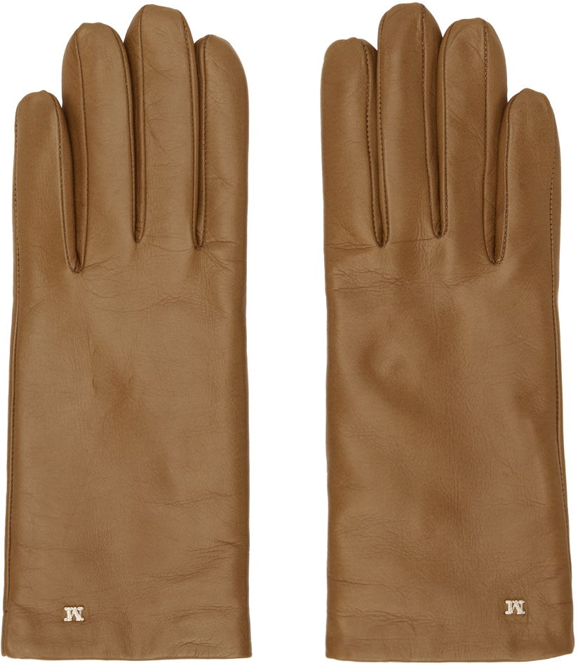 Рукавички Max Mara Max Mara Leather Gloves Коричневий | 2345660237600 MM02232