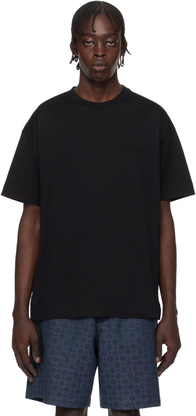 Футболка Givenchy Print Black T-Shirt темно-синій | BM71MG3YP1401