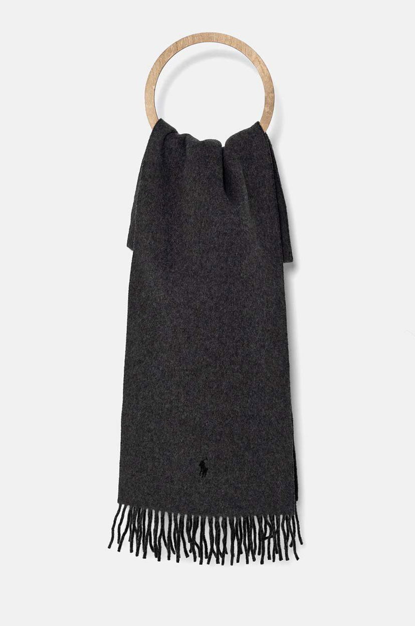 Шарф Polo by Ralph Lauren Wool Scarf With Tassels Сірий | 455954371
