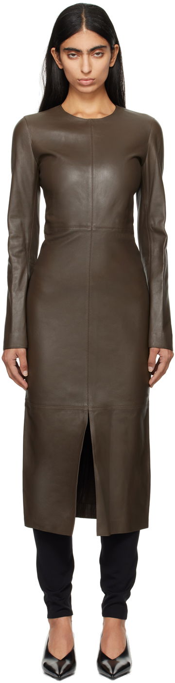 плаття TOTEME TOTEME Paneled Midi Dress Коричневий | 244-WRD0148-LE0055