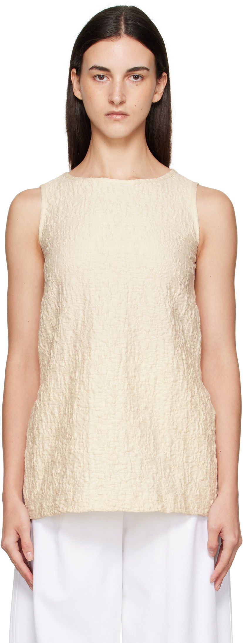 Безрукавка Max Mara Max Mara Textured Sleeveless Top бежевий | 2521946058600