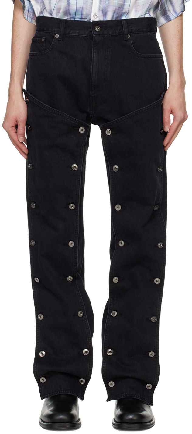 Джинси Y/PROJECT Black Snap Off Jeans чорний | 207PA009