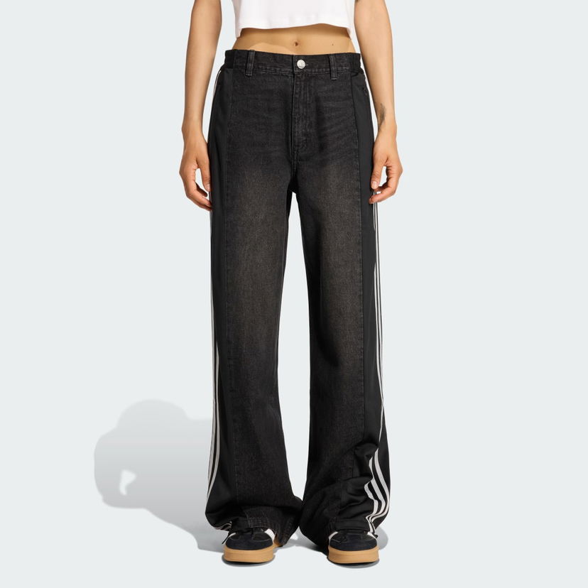 Штани adidas Originals adidas Originals Athletic Dept Firebird Denim Wide Leg Pants чорний | KF2319
