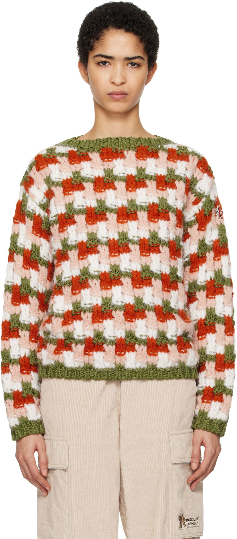 Cветр Moncler Wool & Alpaca Checkerboard Sweater Зелений | J20989C00002M4404