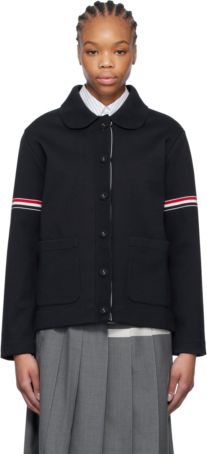 Cветр Thom Browne Thom Browne Cotton Loopback Work Jacket темно-синій | FKJ113A-Y3004