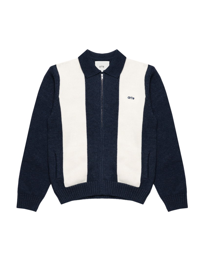 Cветр Arte Antwerp Arte Antwerp Knit Zip Polo Sweater темно-синій | AW25-257K-BLW