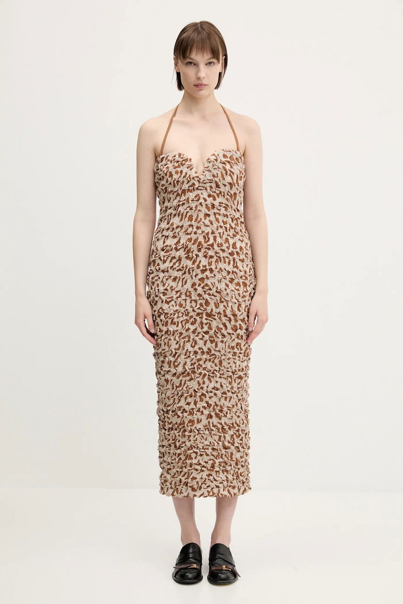 плаття Nanushka Nanushka HAYLEN Midi Fitted Dress бежевий | NW25SSDR31174