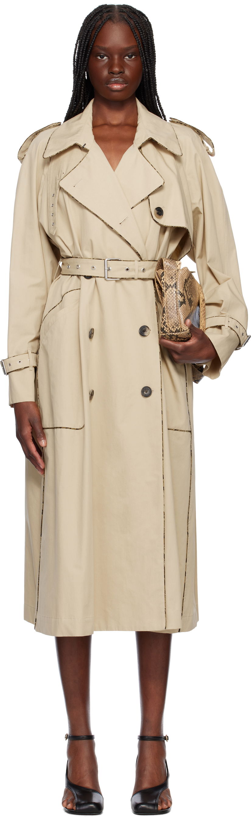 Тренчкот Dries Van Noten Dries Van Noten Piping Trench Coat бежевий | 251-010216-1449