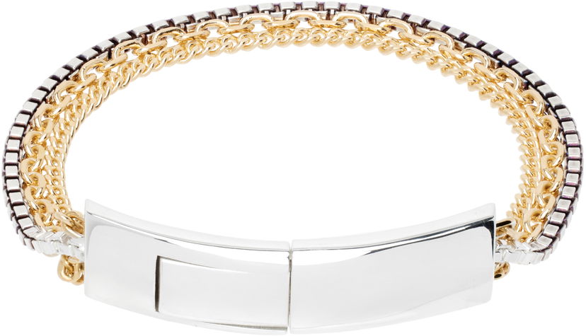 Браслет Bottega Veneta Bottega Veneta Chain Bracelet with Gold & Silver Details Металік | 765273V507D8119