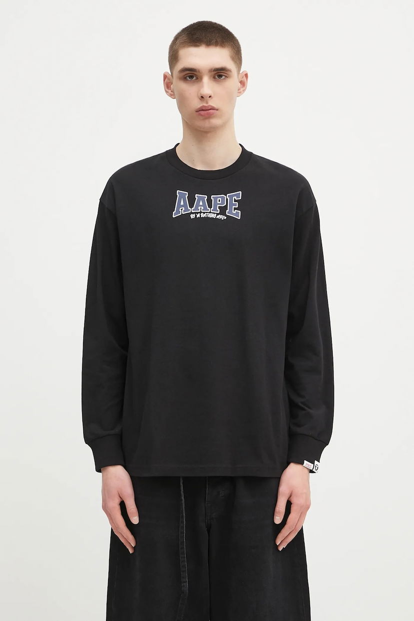Футболка AAPE by A Bathing Ape AAPE Main Long Sleeve T-Shirt чорний | AAPLTM1544XXN