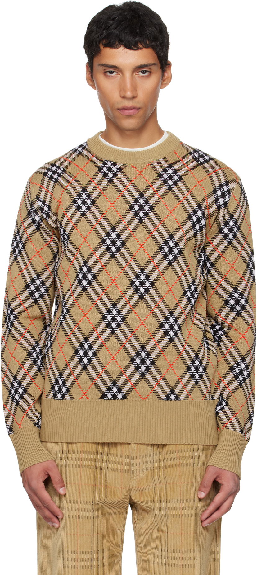 Cветр Burberry Burberry Check Snowdon Sweater бежевий | 8110189