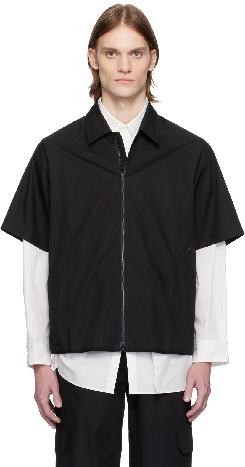 Сорочка GR10K GR10K Poplin Zip-Up Short Sleeve Shirt чорний | BG127084DI