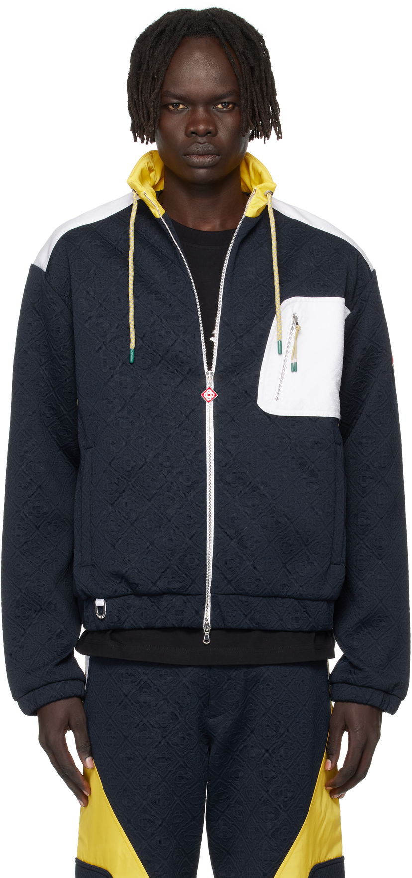 Куртка Casablanca Casablanca Jacquard Nylon Jacket темно-синій | MPF25-JK-389-02