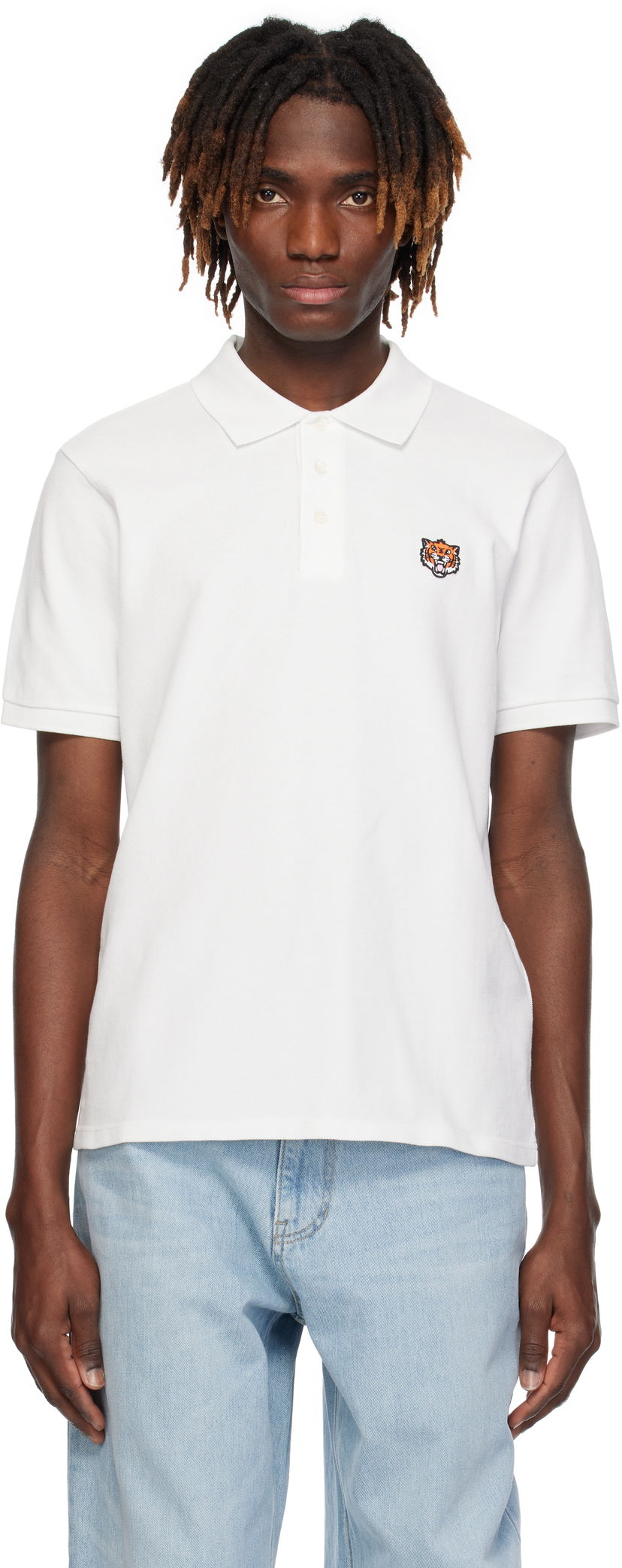 Сорочка поло KENZO Kenzo Paris 'Happy Tiger' Slim Polo білий | FF55PO5434PU