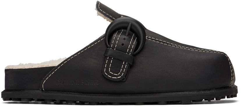 Одяг Marine Serre Marine Serre Square Toe Shearling Slippers чорний | MFW013-BK99