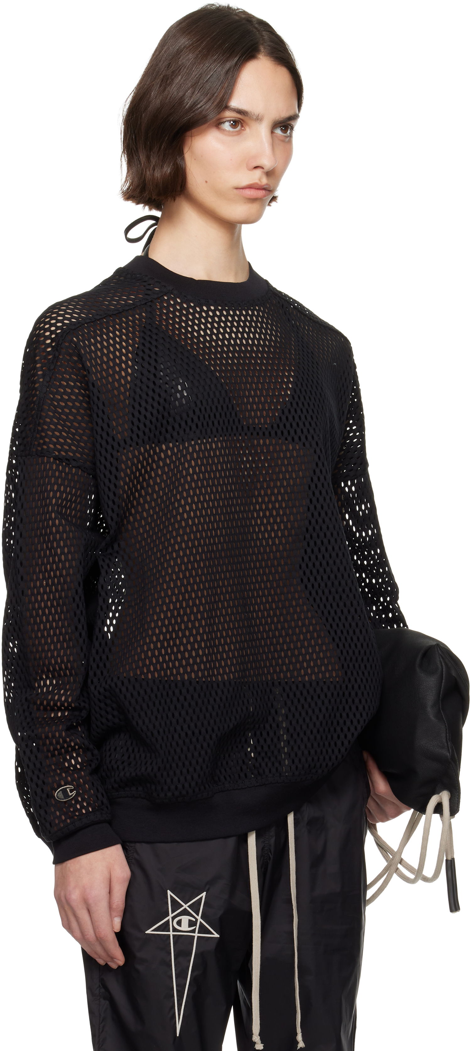 Cветр Rick Owens Rick Owens Champion Edition Jumbo Mesh Sweatshirt чорний | CW01E1670 CHONET, 1