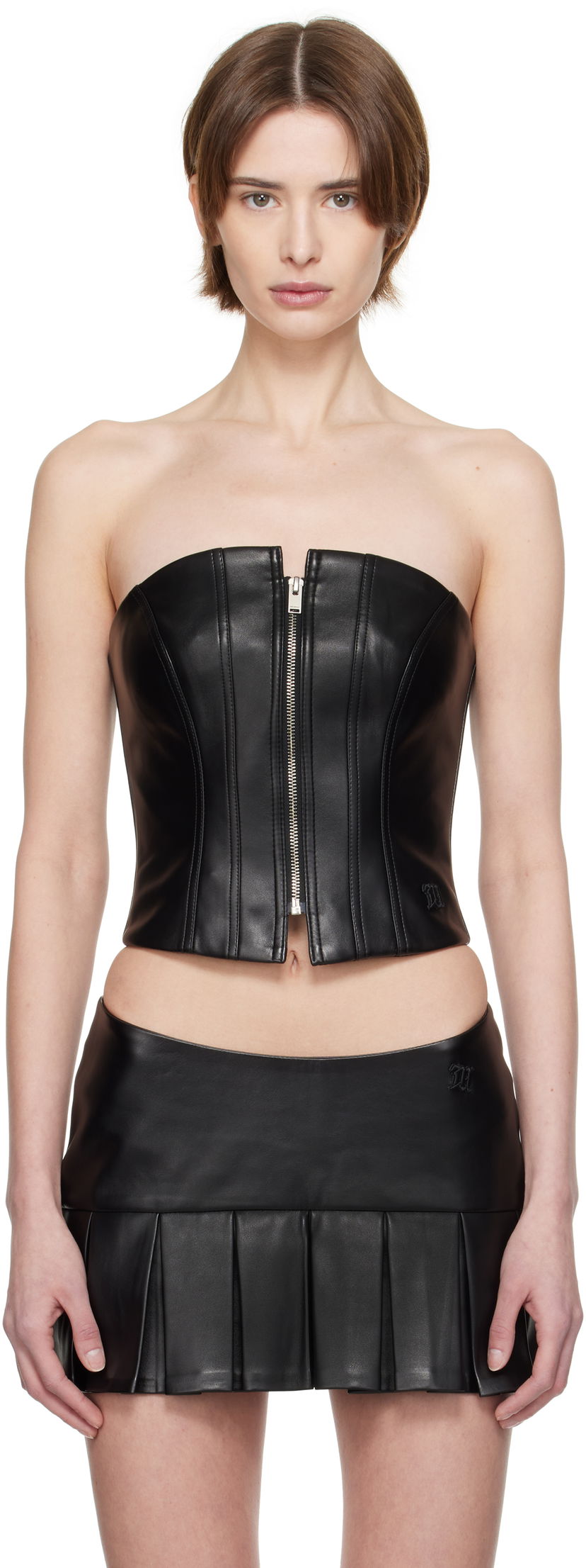 Безрукавка MISBHV MISBHV Faux-Leather Zip Top чорний | 250W142
