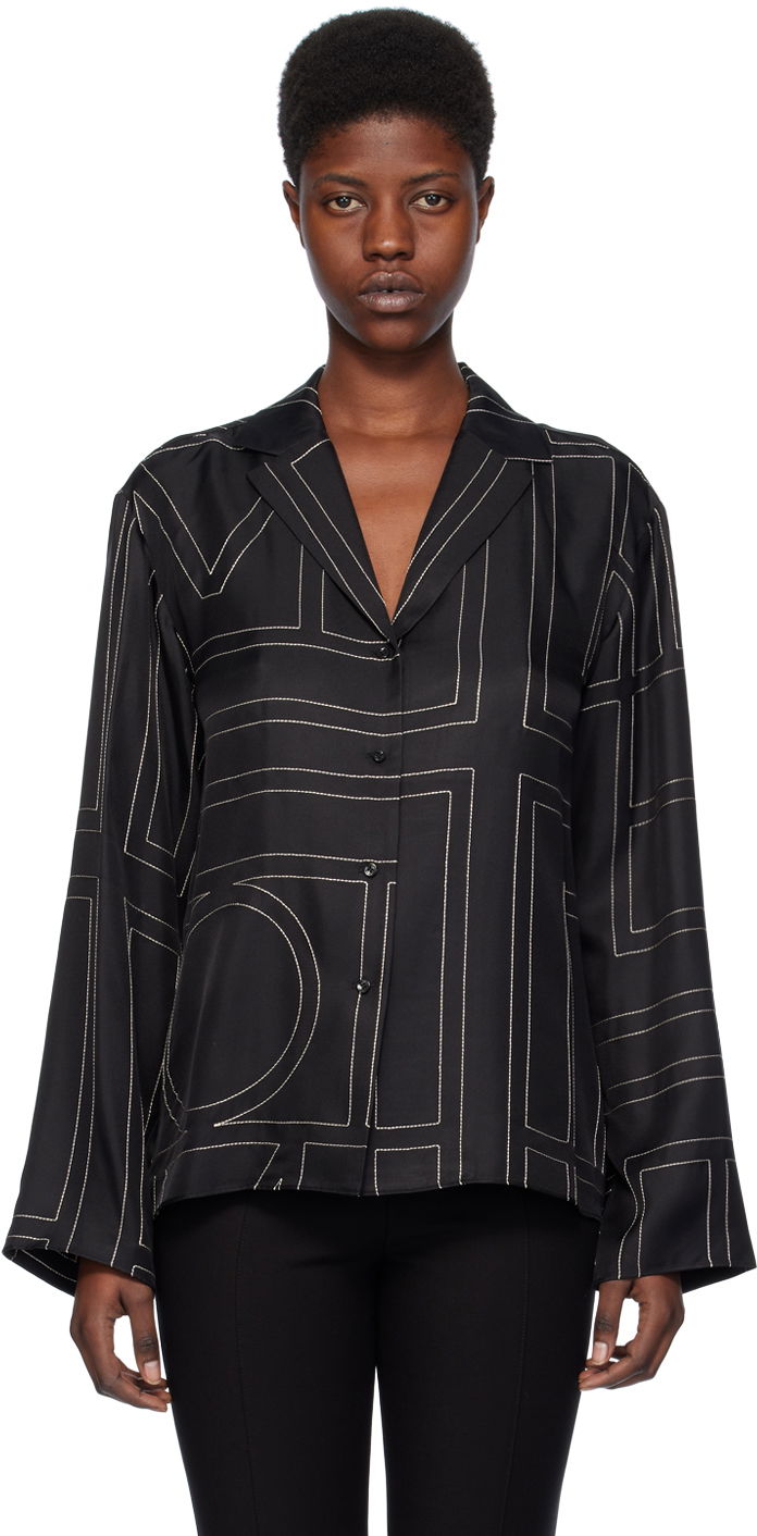 Сорочка TOTEME Monogram Satin Shirt чорний | 213-755-707