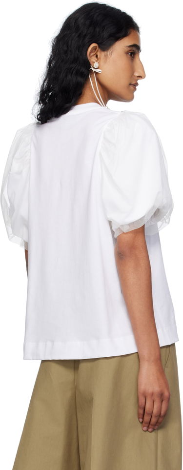 Футболка Simone Rocha Simone Rocha Embellished Tulle Overlay Puff Sleeve T-Shirt чорний | 5397B 0553, 4
