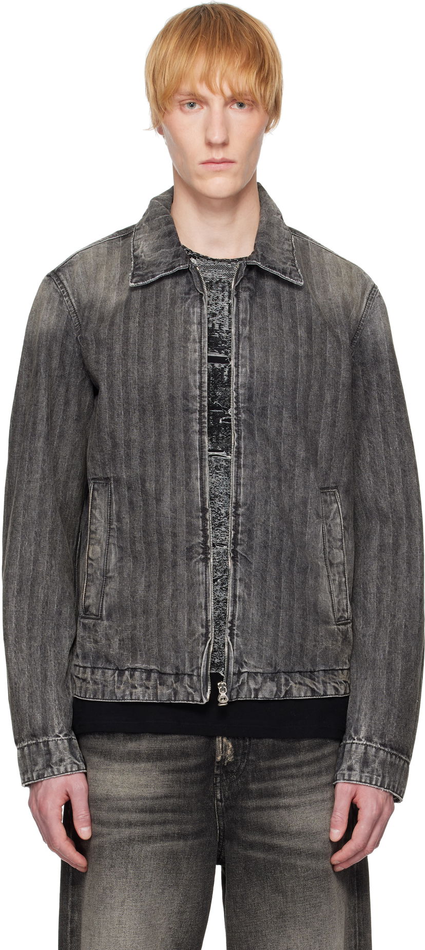Куртка бомбер Diesel Diesel D-Rohe Pinstripe Denim Jacket Сірий | A13741-09L59-02