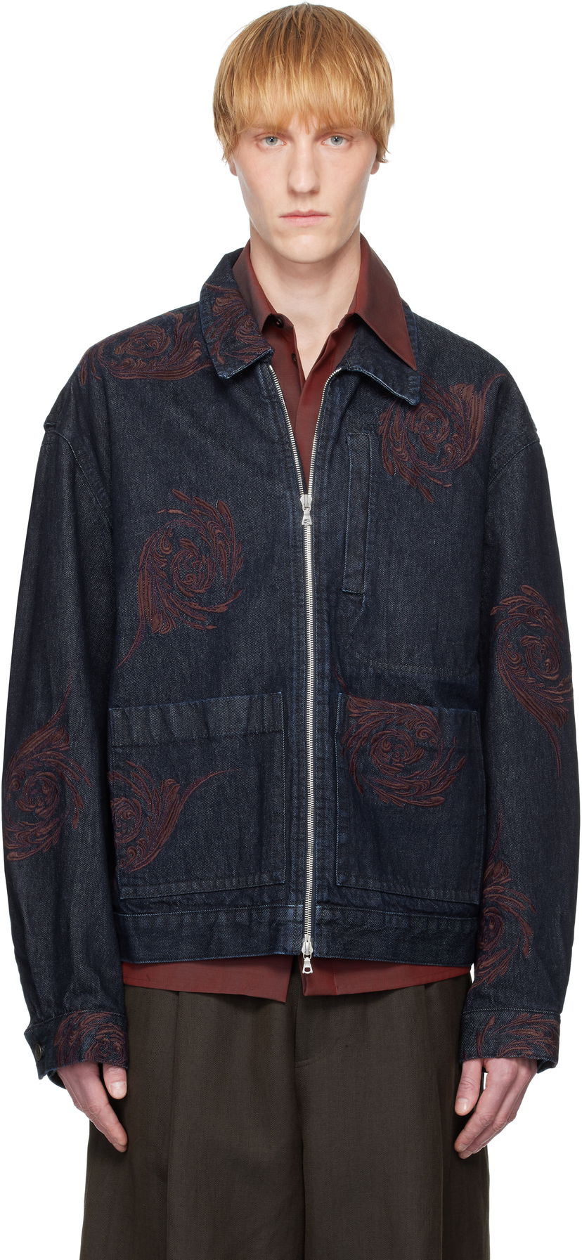 Куртка Dries Van Noten Dries Van Noten Embroidered Pattern Denim Jacket Синій | 251-080505-1554