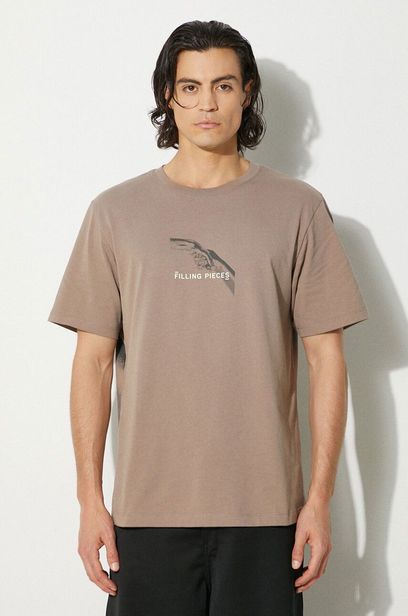 Футболка Filling Pieces Handshake T-Shirt With Print бежевий | 74413631407